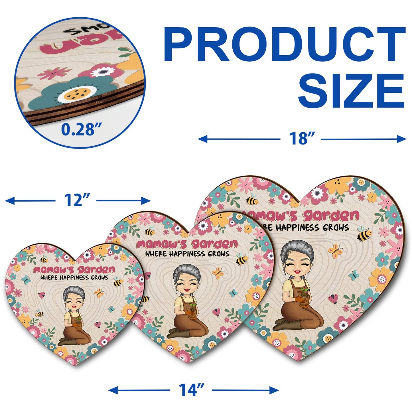 Garden Where Happiness Grows - Gift For Grandma - Personalized Custom Shaped Wood Sign