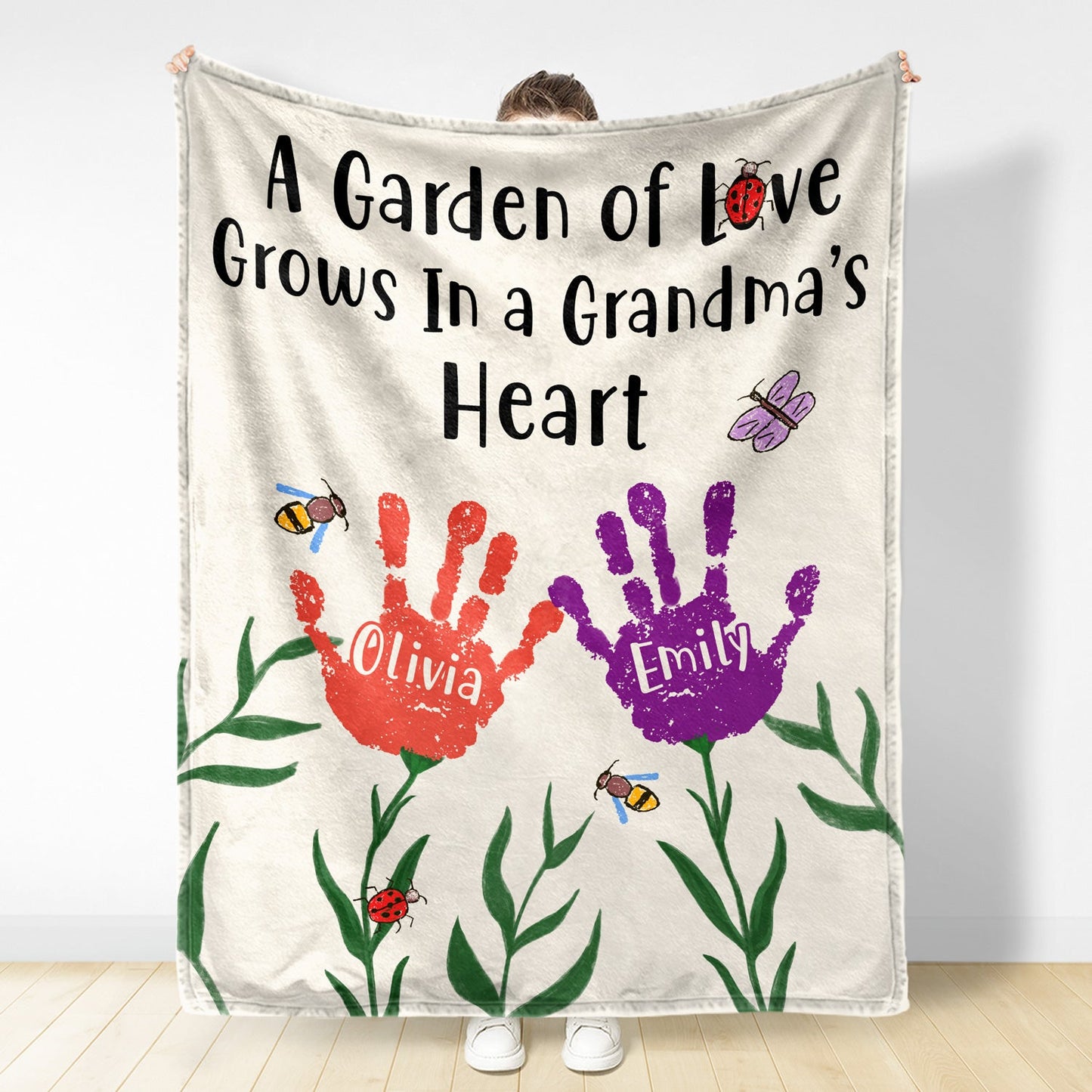 A Garden Of Love - Gift For Grandma - Personalized Fleece Blanket, Sherpa Blanket