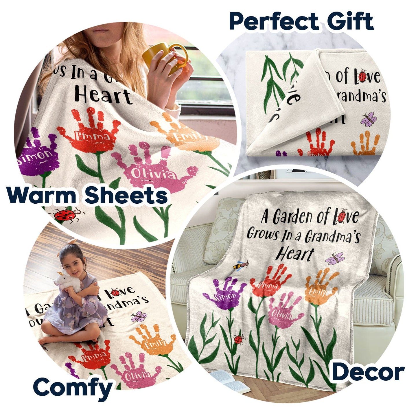 A Garden Of Love - Gift For Grandma - Personalized Fleece Blanket, Sherpa Blanket