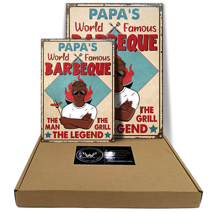 BBQ Dad Grandpa World Famous The Grill The Legend - Personalized Custom Classic Metal Signs