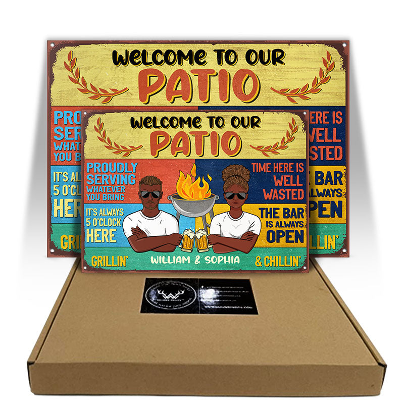 Patio Welcome Grilling Chilling - Personalized Custom Classic Metal Signs
