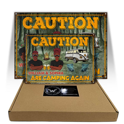 Warning Camping Again - Personalized Custom Classic Metal Signs