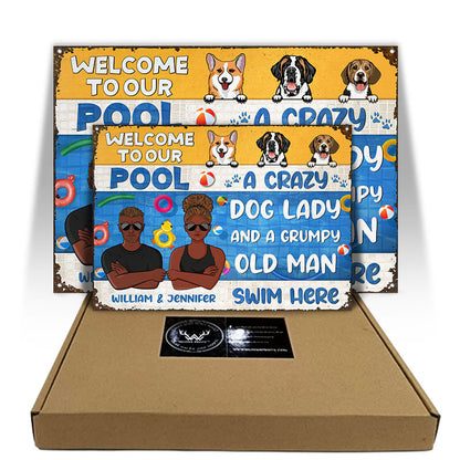 A Crazy Dog Lady - Swimming Pool Decor - Personalized Custom Classic Metal Signs