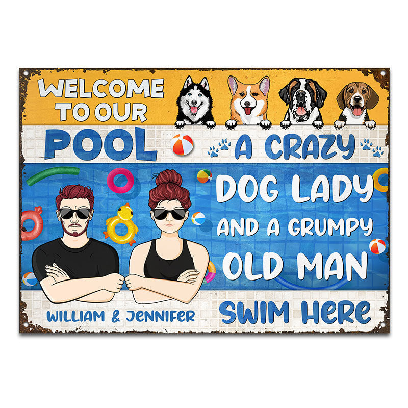 A Crazy Dog Lady - Swimming Pool Decor - Personalized Custom Classic Metal Signs