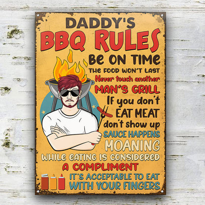 Grilling Dad Grandpa Barbeque Rules - Personalized Custom Classic Metal Signs