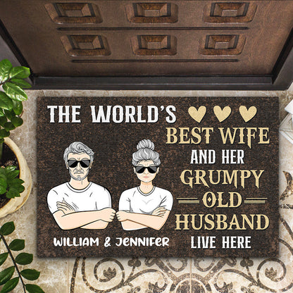 Best Wife Live Here Husband And Wife Gift - Personalized Custom Doormat