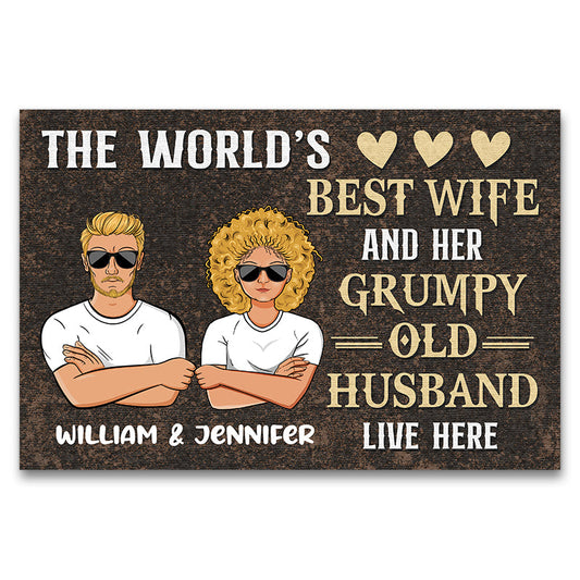 Best Wife Live Here Husband And Wife Gift - Personalized Custom Doormat