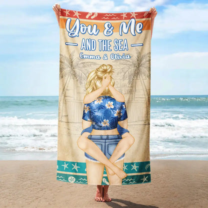 Couple Summer You & Me And The Sea - Personalized Beach Towel