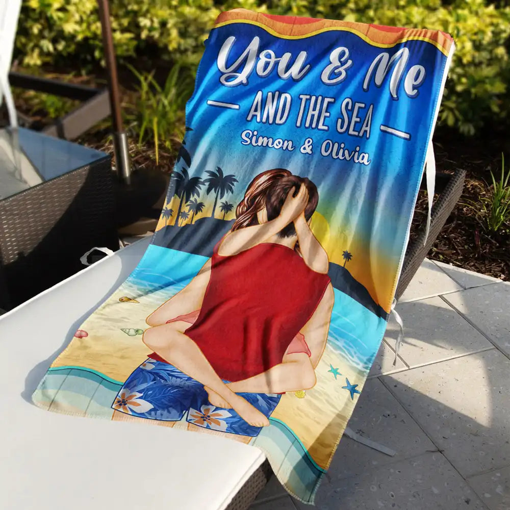 Couple Summer You & Me And The Sea - Personalized Beach Towel