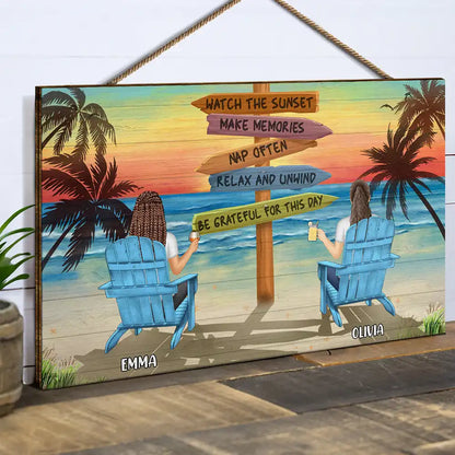 Couple Watch The Sunset Nap Often - Personalized Wood Rectangle Sign