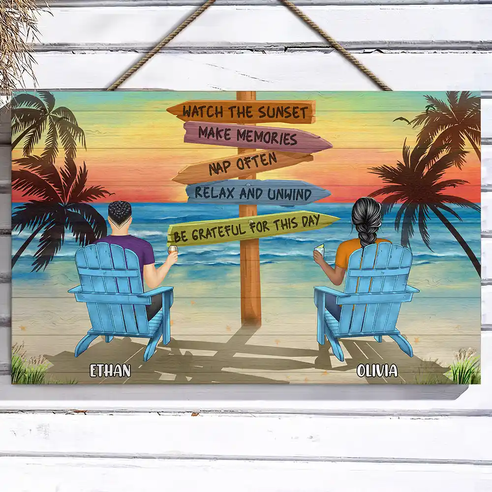 Couple Watch The Sunset Nap Often - Personalized Wood Rectangle Sign