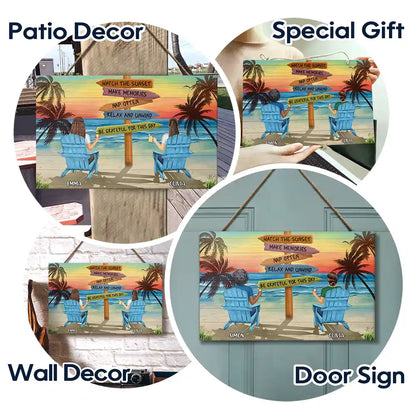 Couple Watch The Sunset Nap Often - Personalized Wood Rectangle Sign