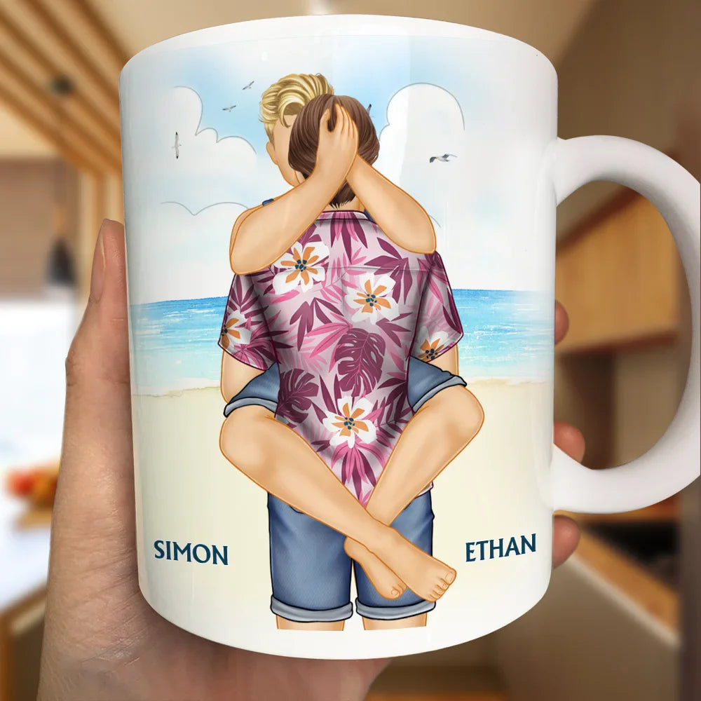 Couple Kissing I Love You To The Beach And Back - Personalized Mug