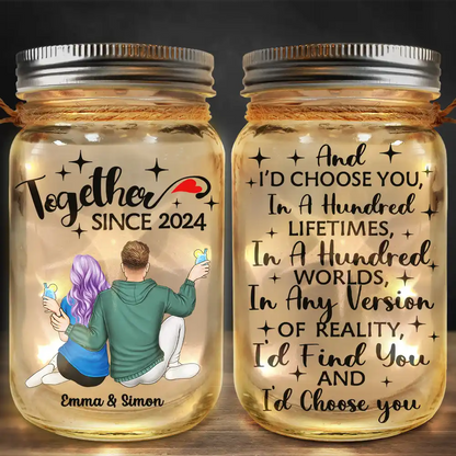 Couple I'll Choose You - Personalized Mason Jar Light