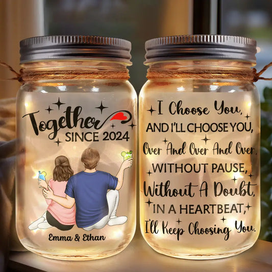 Couple I'll Choose You - Personalized Mason Jar Light