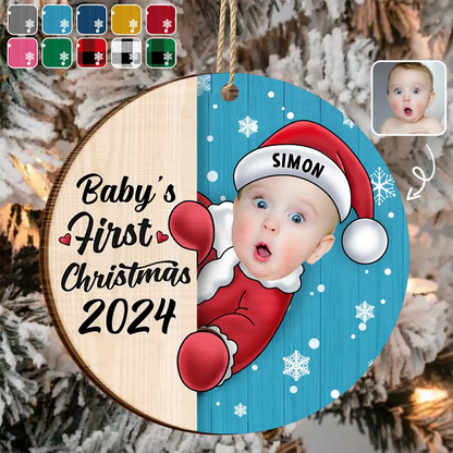 Custom Photo Christmas Santa Baby - Personalized 2-Layered Wooden Ornament