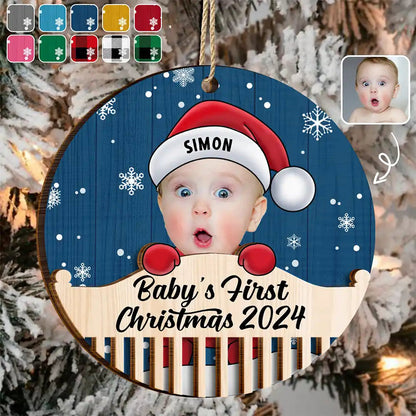 Custom Photo Christmas Baby Crib - Personalized 2-Layered Wooden Ornament