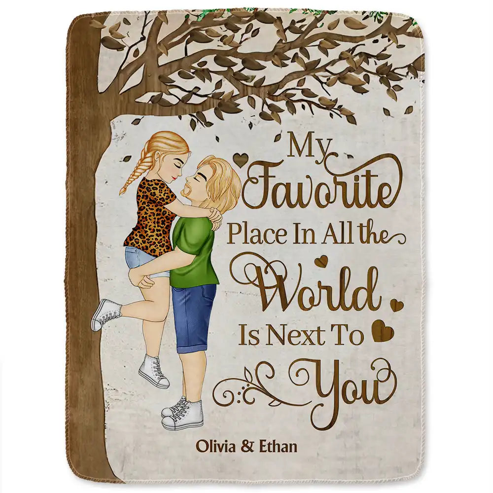 My Favorite Place In All The World - Personalized Fleece Blanket, Sherpa Blanket