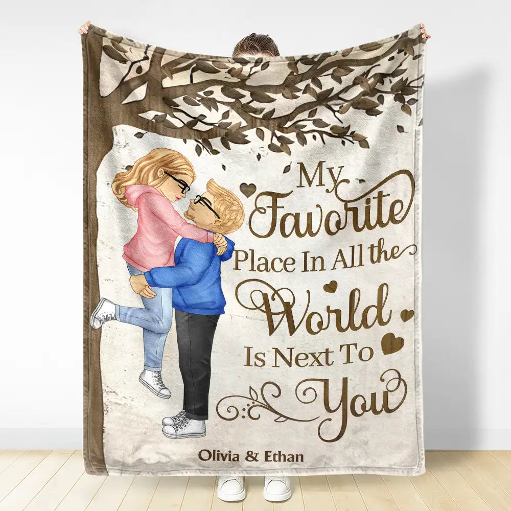 My Favorite Place In All The World - Personalized Fleece Blanket, Sherpa Blanket