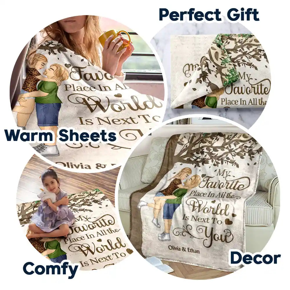 My Favorite Place In All The World - Personalized Fleece Blanket, Sherpa Blanket