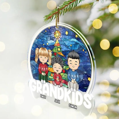 Grandkids Sitting Together - Personalized Custom Shaped Acrylic Ornament