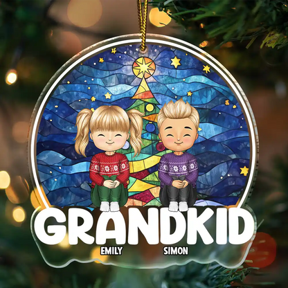 Grandkids Sitting Together - Personalized Custom Shaped Acrylic Ornament