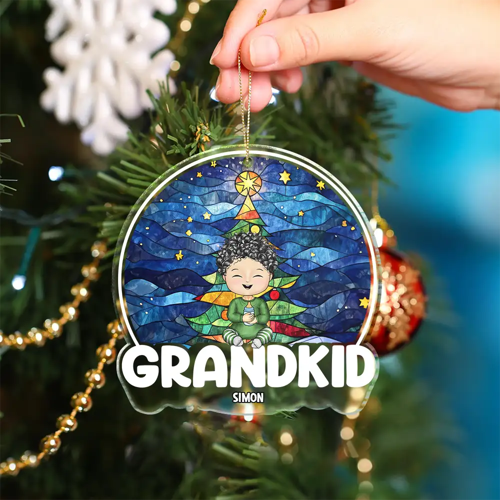 Grandkids Sitting Together - Personalized Custom Shaped Acrylic Ornament