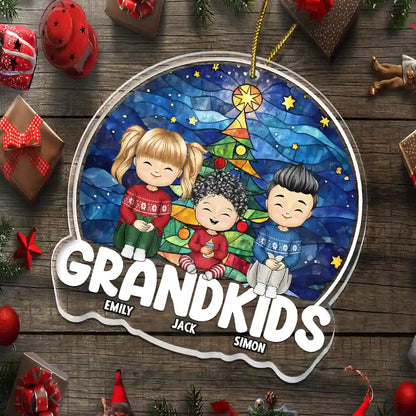 Grandkids Sitting Together - Personalized Custom Shaped Acrylic Ornament