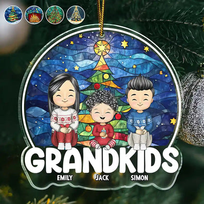 Grandkids Sitting Together - Personalized Custom Shaped Acrylic Ornament