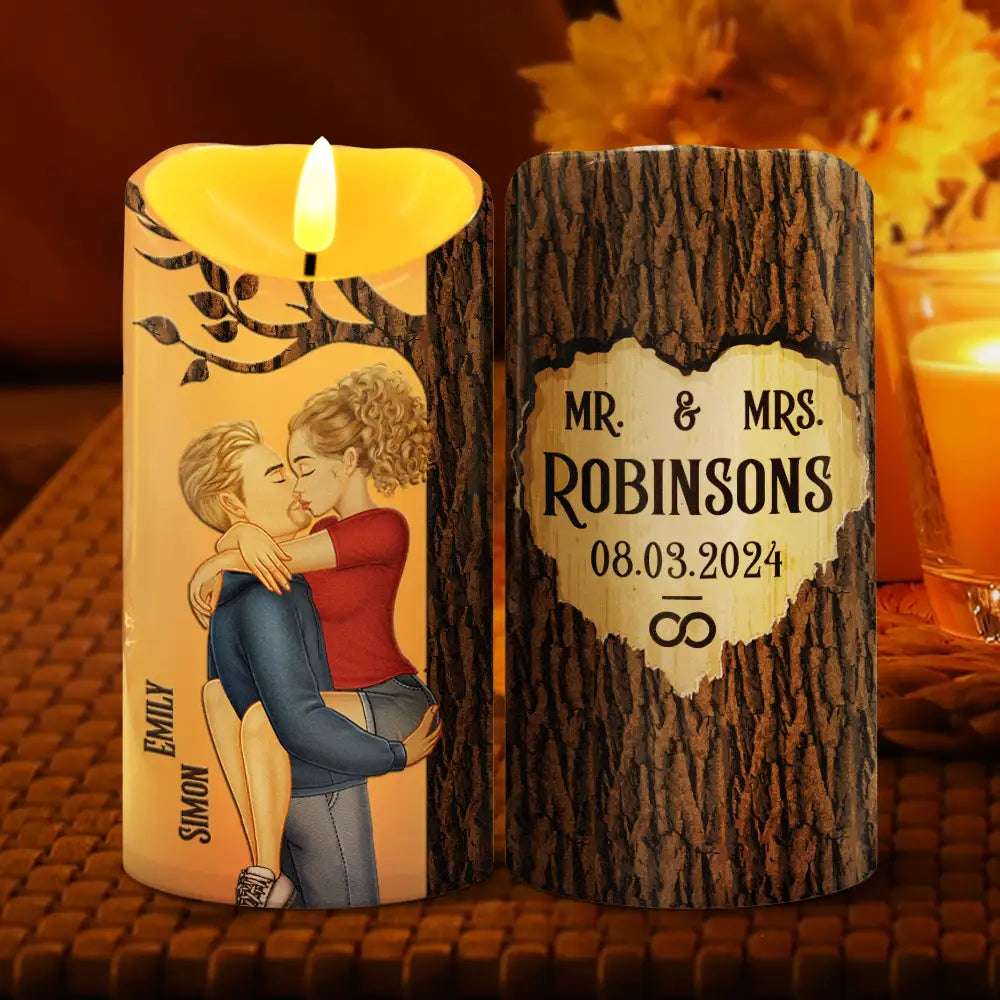 Mr & Mrs By The Tree - Personalized Flameless LED Candle