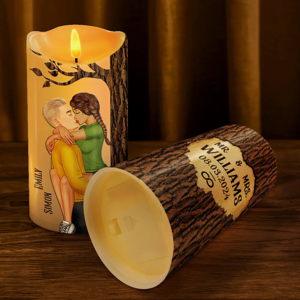 Mr & Mrs By The Tree - Personalized Flameless LED Candle