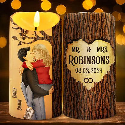 Mr & Mrs By The Tree - Personalized Flameless LED Candle