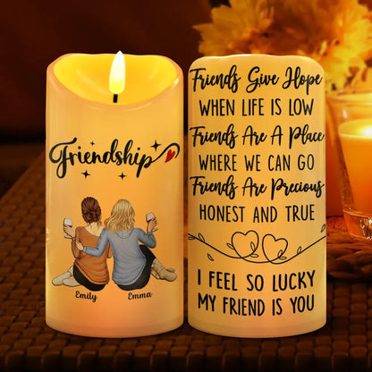 I Feel So Lucky My Friend Is You - Personalized Flameless LED Candle