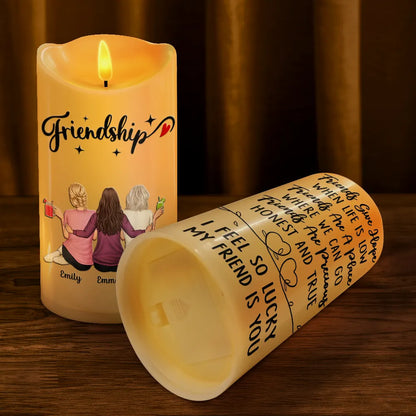 I Feel So Lucky My Friend Is You - Personalized Flameless LED Candle