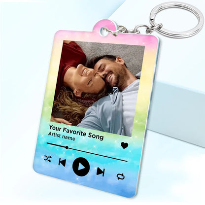 Custom Photo Couple You & Me Favorite Song QR Code - Personalized Acrylic Keychain