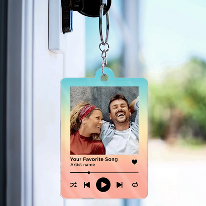 Custom Photo Couple You & Me Favorite Song QR Code - Personalized Acrylic Keychain