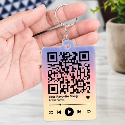 Custom Photo Couple You & Me Favorite Song QR Code - Personalized Acrylic Keychain
