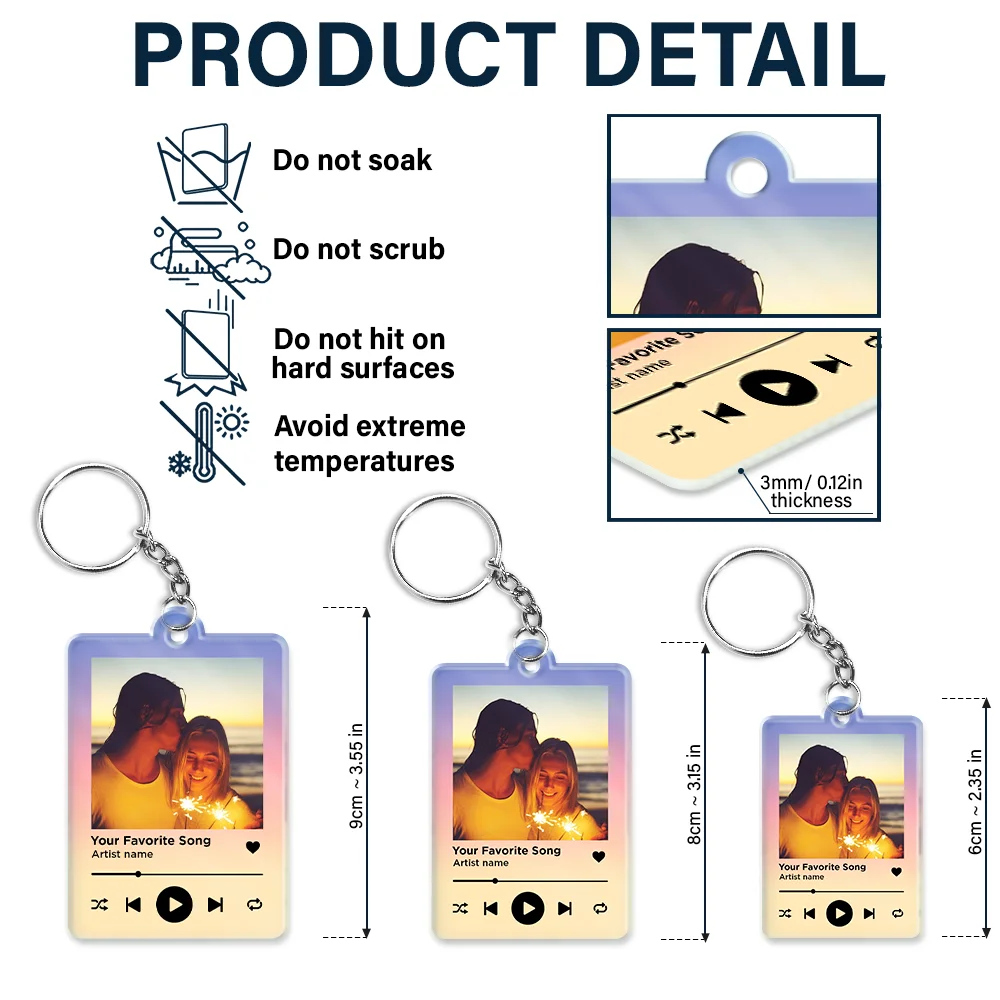 Custom Photo Couple You & Me Favorite Song QR Code - Personalized Acrylic Keychain