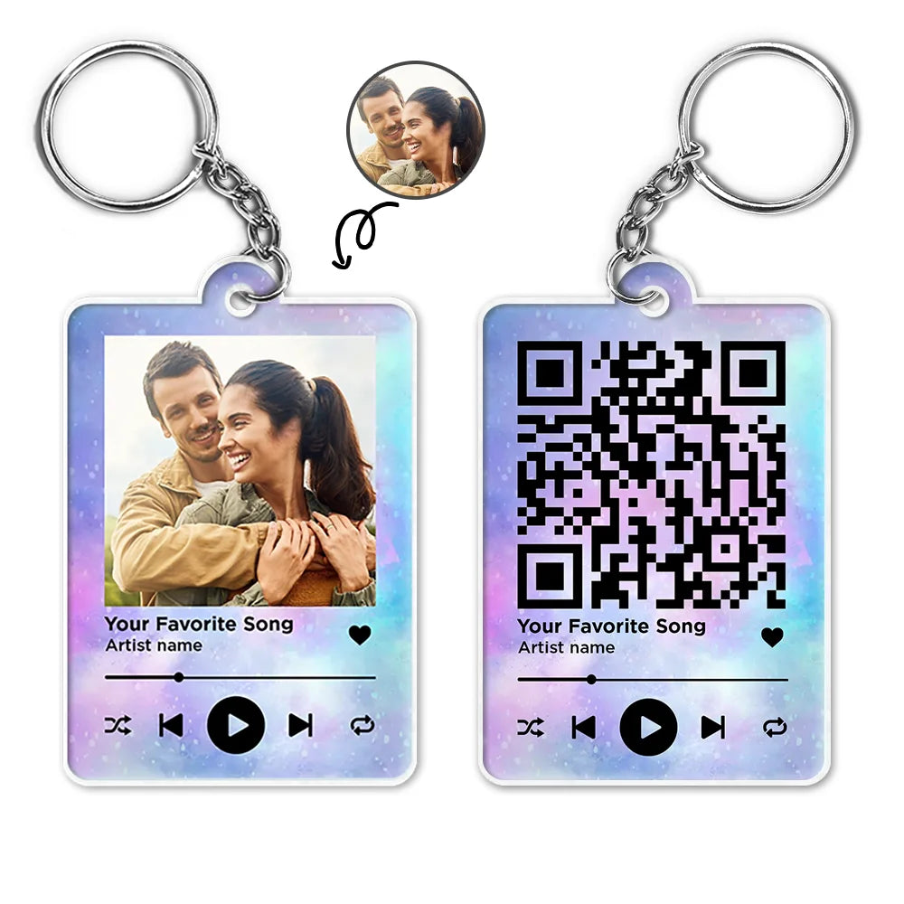 Custom Photo Couple You & Me Favorite Song QR Code - Personalized Acrylic Keychain