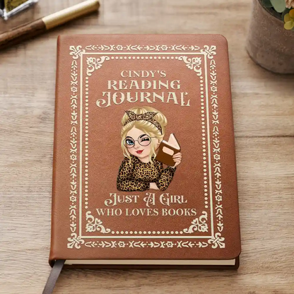 A Girl Who Loves Books Reading Journal - Personalized Leather Journal