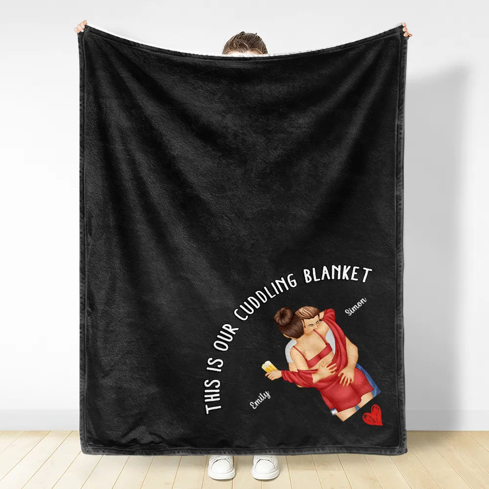 Sexy Couple Kissing Cuddling Blanket - Personalized Fleece Blanket, Sherpa Blanket