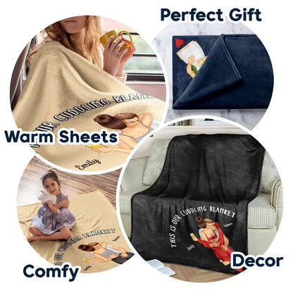 Sexy Couple Kissing Cuddling Blanket - Personalized Fleece Blanket, Sherpa Blanket