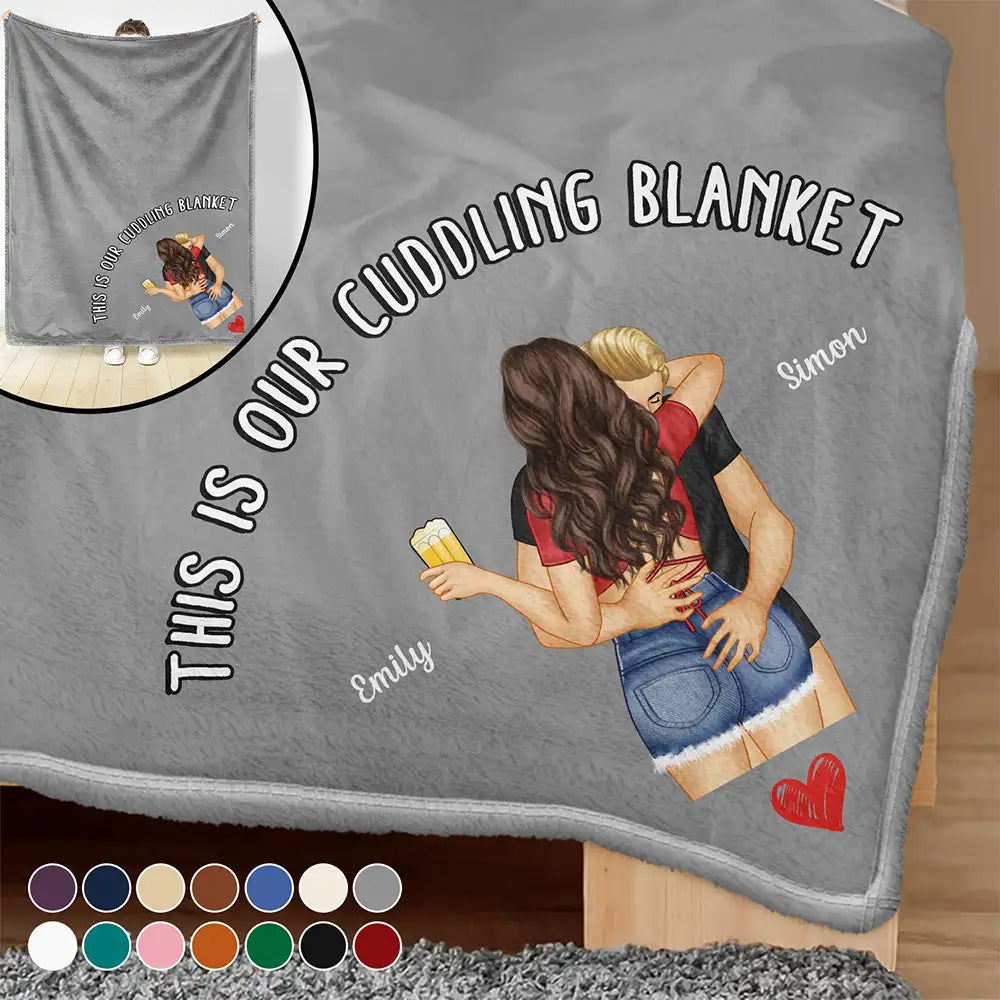 Sexy Couple Kissing Cuddling Blanket - Personalized Fleece Blanket, Sherpa Blanket