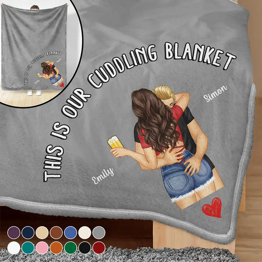 Sexy Couple Kissing Cuddling Blanket - Personalized Fleece Blanket, Sherpa Blanket