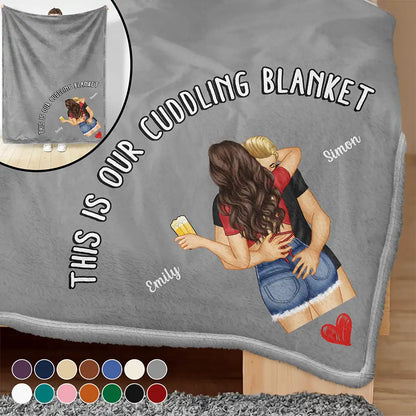 Sexy Couple Kissing Cuddling Blanket - Personalized Fleece Blanket, Sherpa Blanket