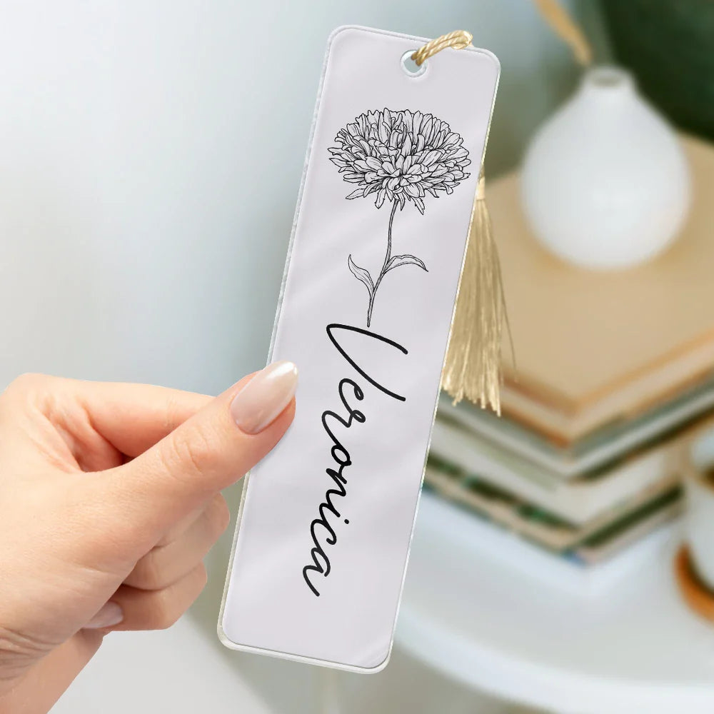 Flower Birth Month & Name - Personalized Acrylic Bookmark