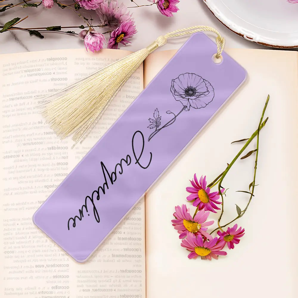 Flower Birth Month & Name - Personalized Acrylic Bookmark