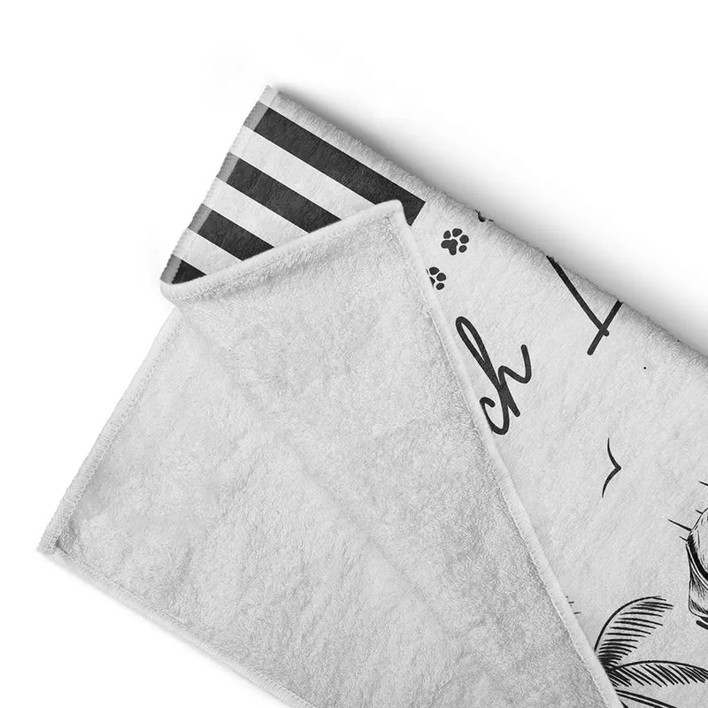 Summer Toile Dog Lover Beach Life Sandy Toes And Salty Kisses - Personalized Beach Towel