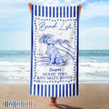Summer Toile Dog Lover Beach Life Sandy Toes And Salty Kisses - Personalized Beach Towel