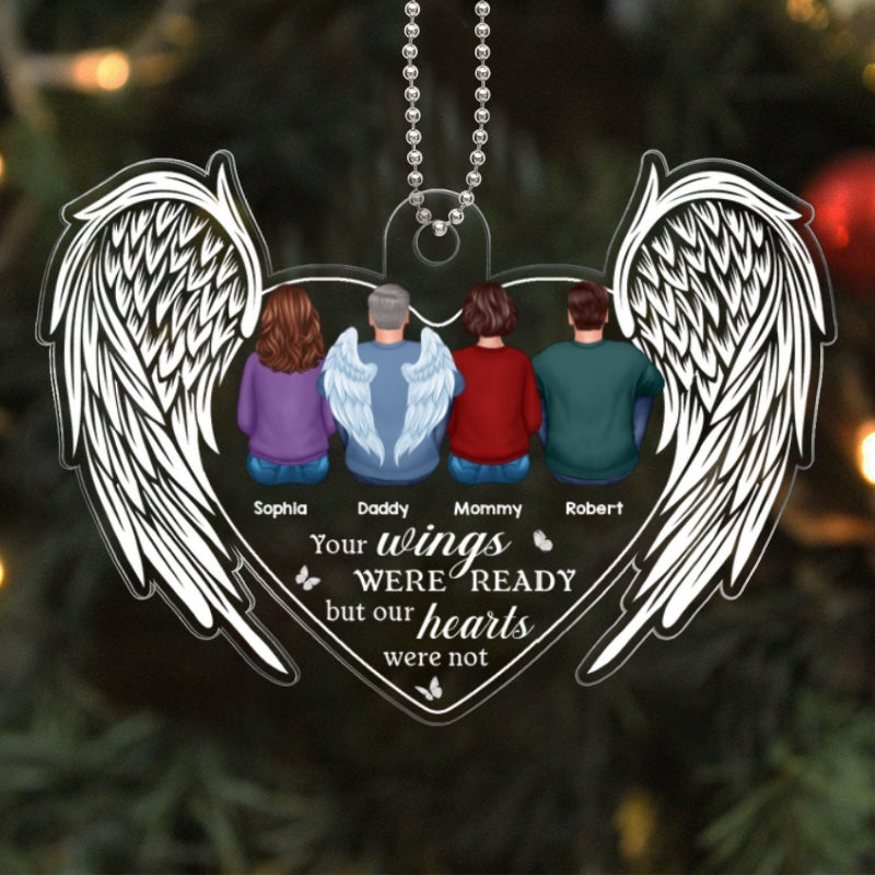 Wings Heart Family Sitting Memorial Remembrance Gifts Personalized Acrylic Ornament